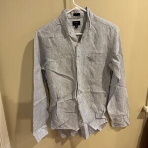 J Crew Men’s Linen Blue & White Button Down Size XS Slim